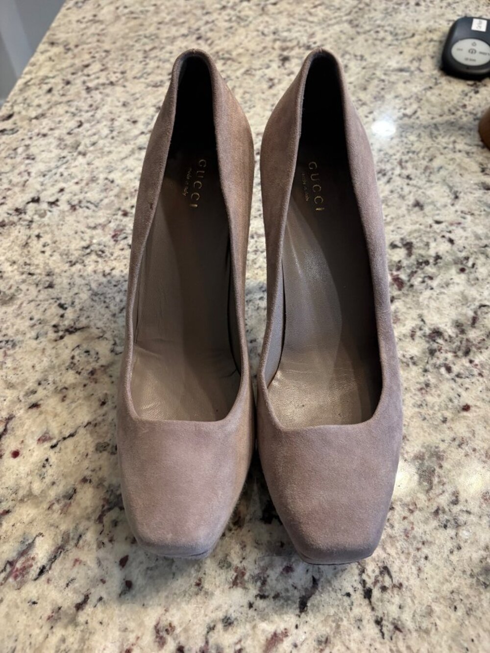 Gucci Beige Suede Square Toe Pumps 38.5